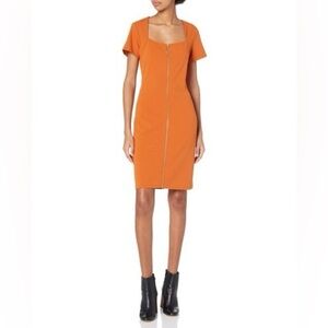 nanette NANETTE LEPORE Square Neck Short Sleeve Dress With Front Zipper PreOwned
